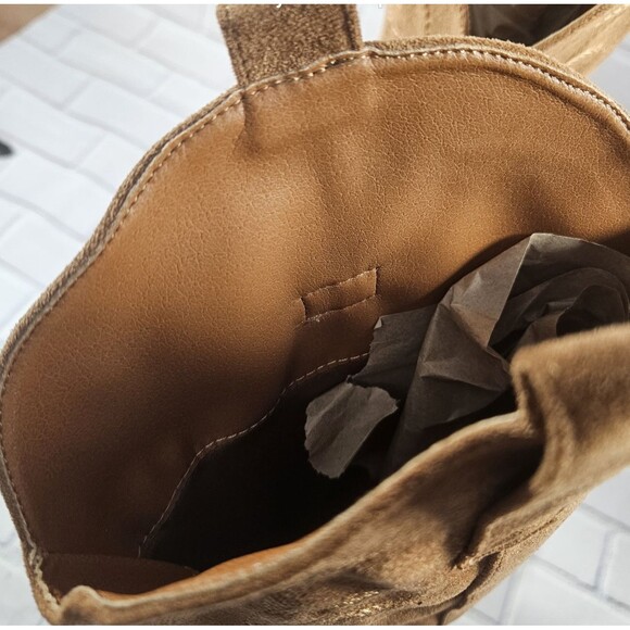 Women's Faux Suede Embroidered Knee High Cowboy Boots Size 8 Light Brown - New* - Picture 13 of 16